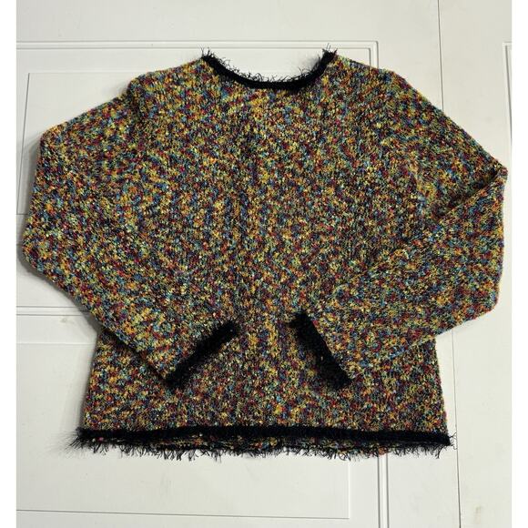 Marisa Christina Petite M Vintage Textured Cardigan Colorful Sweater Fringe PM - Picture 5 of 6